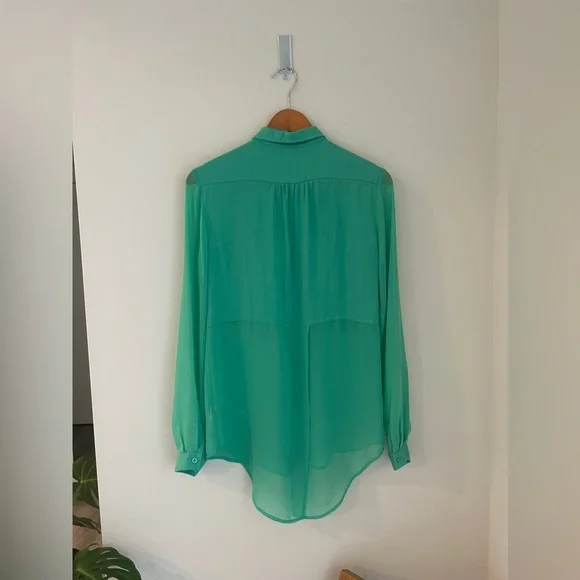 FREE PEOPLE ~ Emerald Green Button Down Blouse ~ size XS - Picture 5 of 7